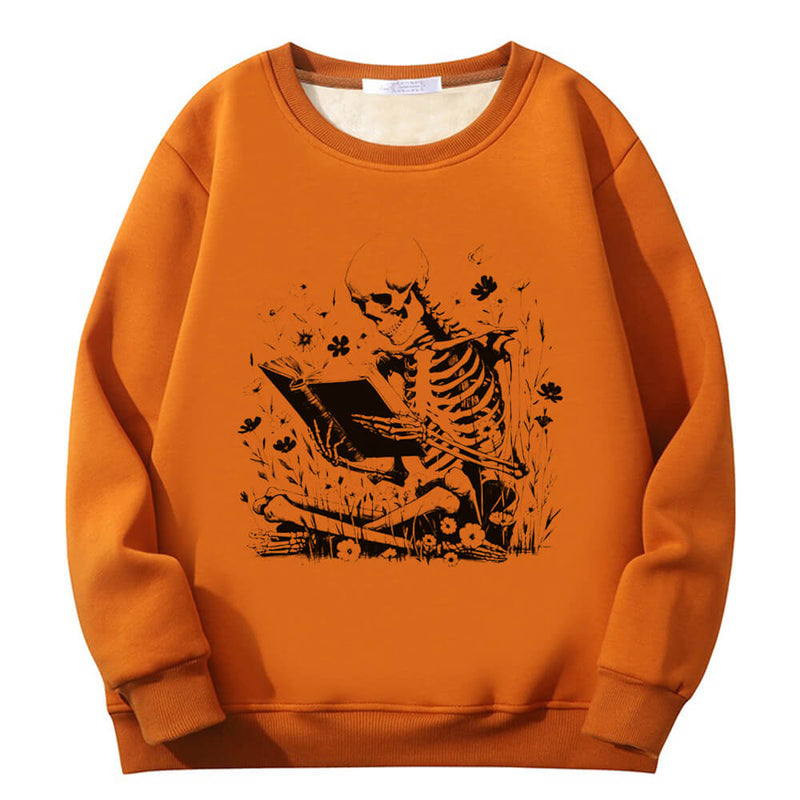 Colorful Book Reading Skull Crew Collar Sweatshirt 03 | Gthic.com