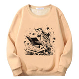 Colorful Book Reading Skull Crew Collar Sweatshirt