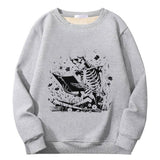 Colorful Book Reading Skull Crew Collar Sweatshirt