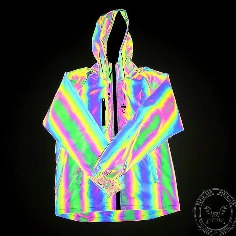 Colorful Cargo Reflective Hoodie Jacket | Gthic.com