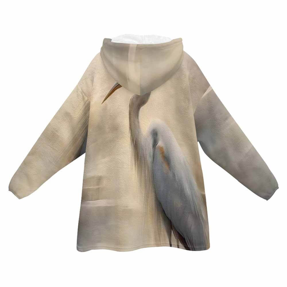 Colorful Crane Print Blanket Hoodie