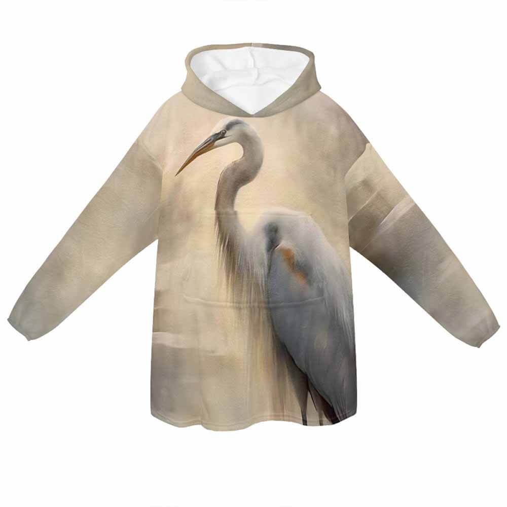 Colorful Crane Print Blanket Hoodie