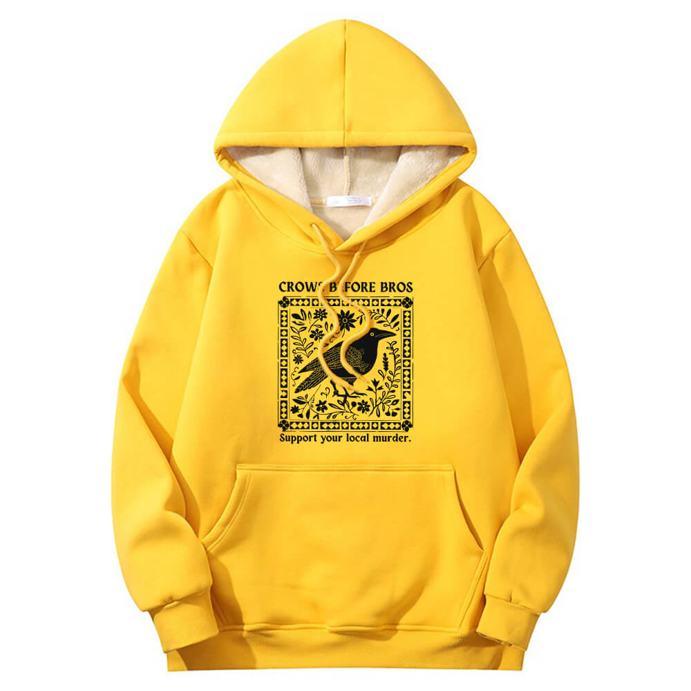 Multicolor Crows Before Bros Warm Fleece Sherpa Lined Hoodie