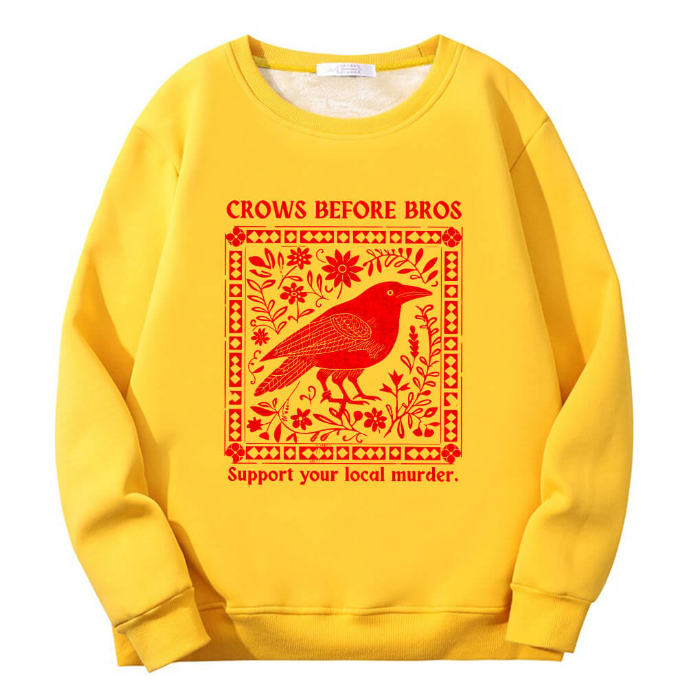 Multicolor Crows Before Bros Crew Collar Fleece Sherpa Sweatshirt