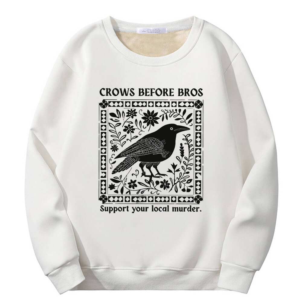 Multicolor Crows Before Bros Crew Collar Fleece Sherpa Sweatshirt