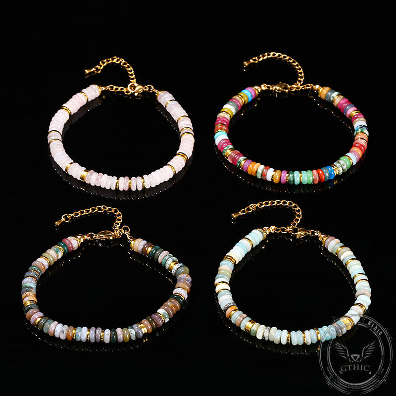 Colorful Dopamine Frisbee Beaded Crystal Agate Bracelet | Gthic.com