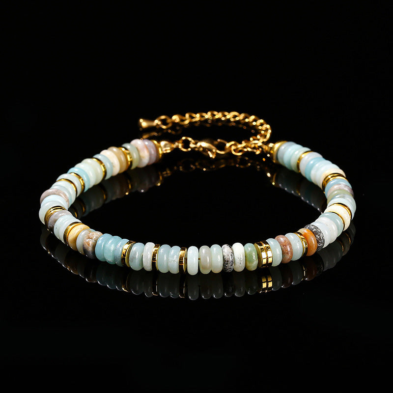 Colorful Dopamine Frisbee Beaded Crystal Agate Bracelet