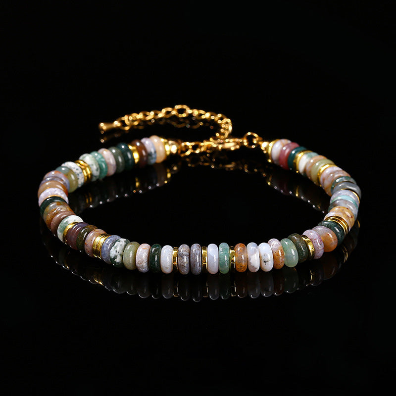 Colorful Dopamine Frisbee Beaded Crystal Agate Bracelet | Gthic.com