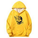 Colorful Floral Skull Crew Collar Hoodie