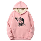 Colorful Floral Skull Crew Collar Hoodie