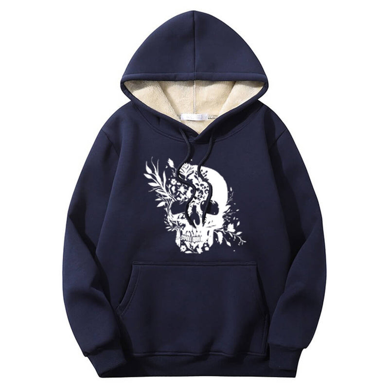 Colorful Floral Skull Crew Collar Hoodie