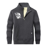 Colorful Floral Skull Stand Collar Zip Sweatshirt 02 | Gthic.com