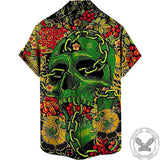 Chemise hawaïenne tête de mort fleur colorée