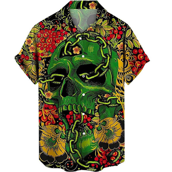 Colorful Flower Skull Hawaiian Shirt | Gthic.com