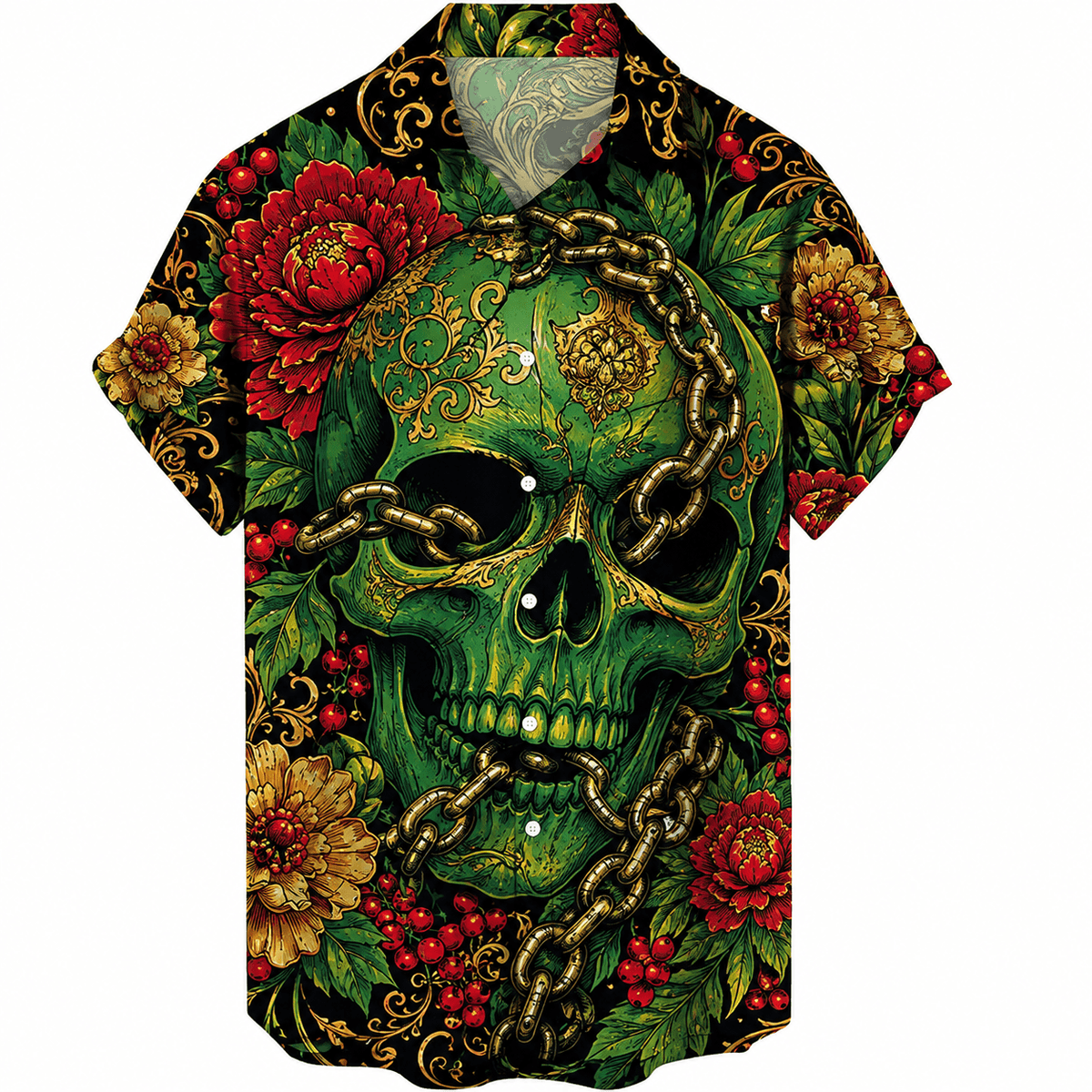 Colorful Flower Skull Hawaiian Shirt | Ghic.com