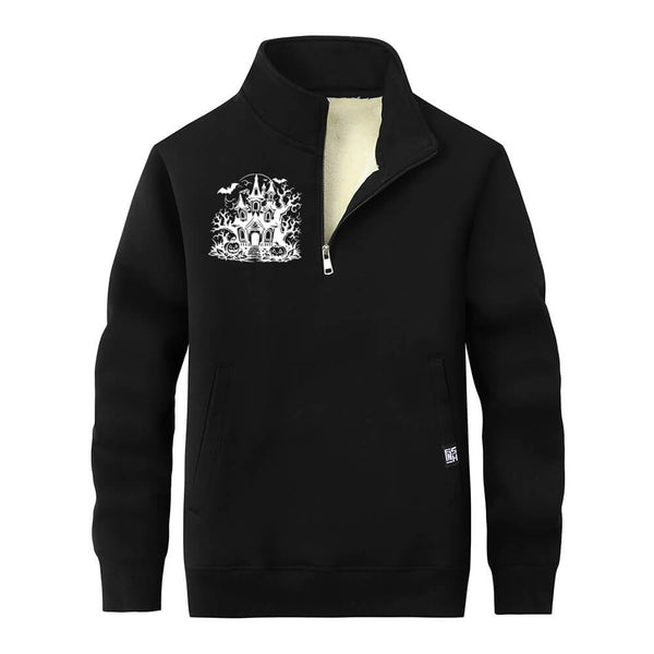 Colorful Haunted House Collar Zip Sweatshirt 01 | Gthic.com