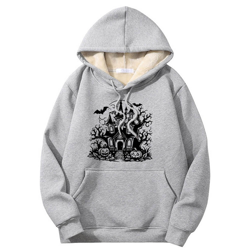 Colorful Haunted House Crew Collar Hoodie