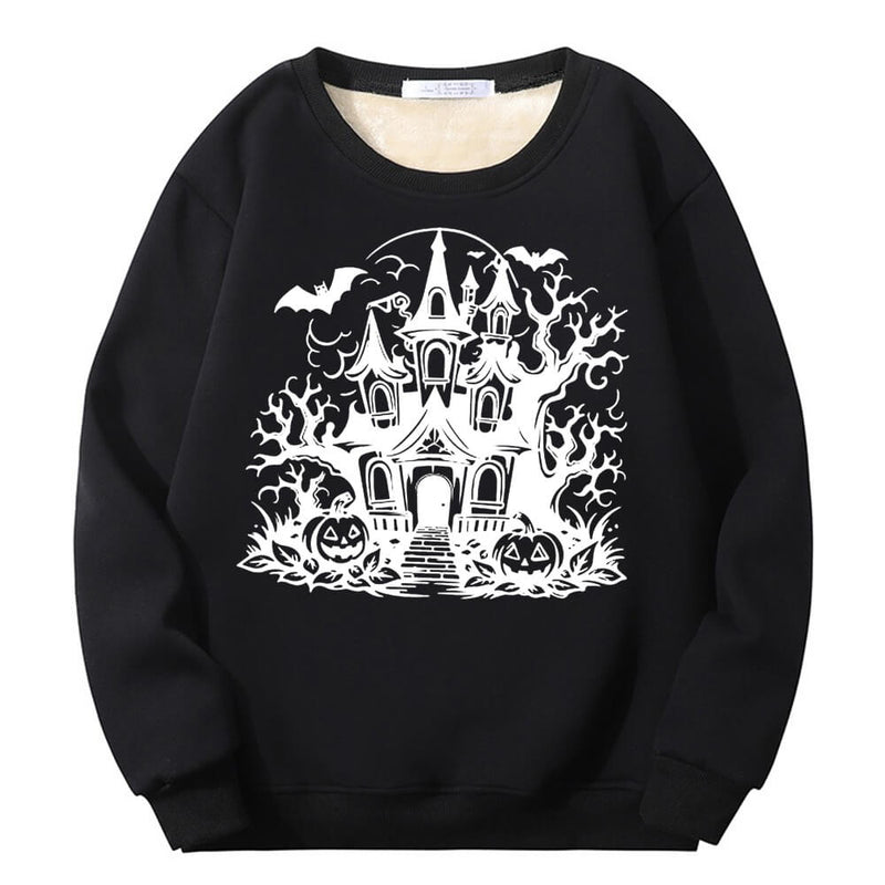 Colorful Haunted House Crew Collar Sweatshirt 01 | Gthic.com