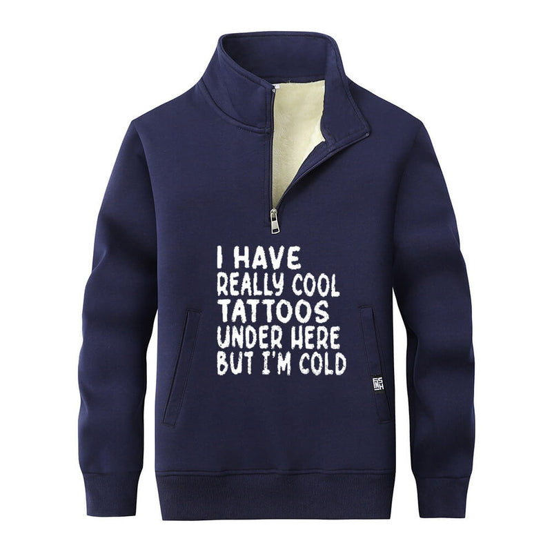 Colorful I Have Really Cool Tattoos Stand Collar Zip Sweatshirt 03 | Gthic.com