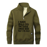 Colorful I Have Really Cool Tattoos Stand Collar Zip Sweatshirt