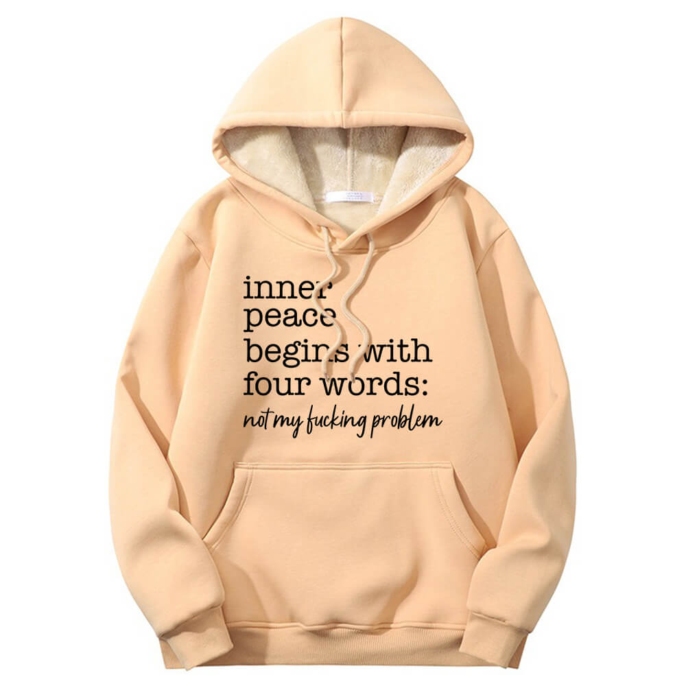 Multicolor Inner Peace Begins Warm Fleece Sherpa Lined Hoodie