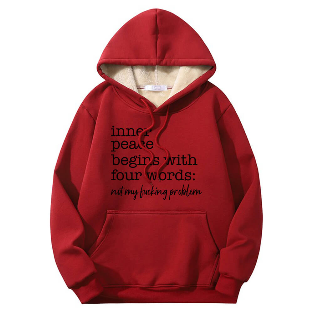 Multicolor Inner Peace Begins Warm Fleece Sherpa Lined Hoodie