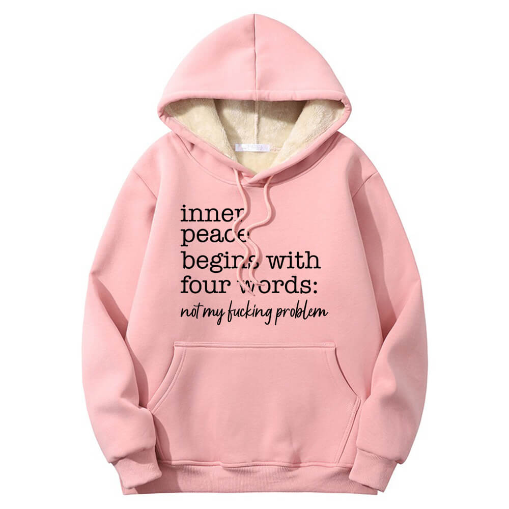 Multicolor Inner Peace Begins Warm Fleece Sherpa Lined Hoodie