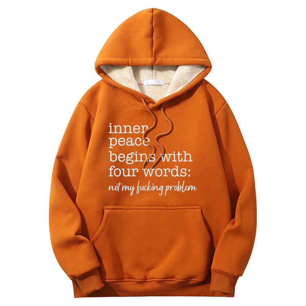 Multicolor Inner Peace Begins Warm Fleece Sherpa Lined Hoodie