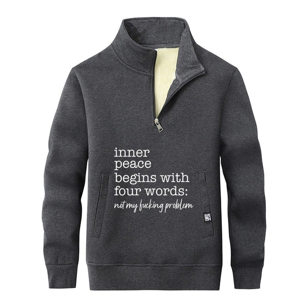 Colorful Inner Peace Begins Stand Collar Zip Sweatshirt 02 | Gthic.com