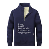 Colorful Inner Peace Begins Stand Collar Zip Sweatshirt