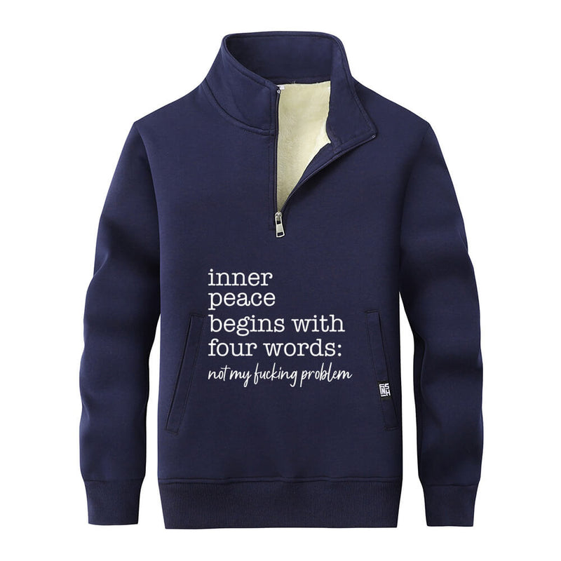 Colorful Inner Peace Begins Stand Collar Zip Sweatshirt