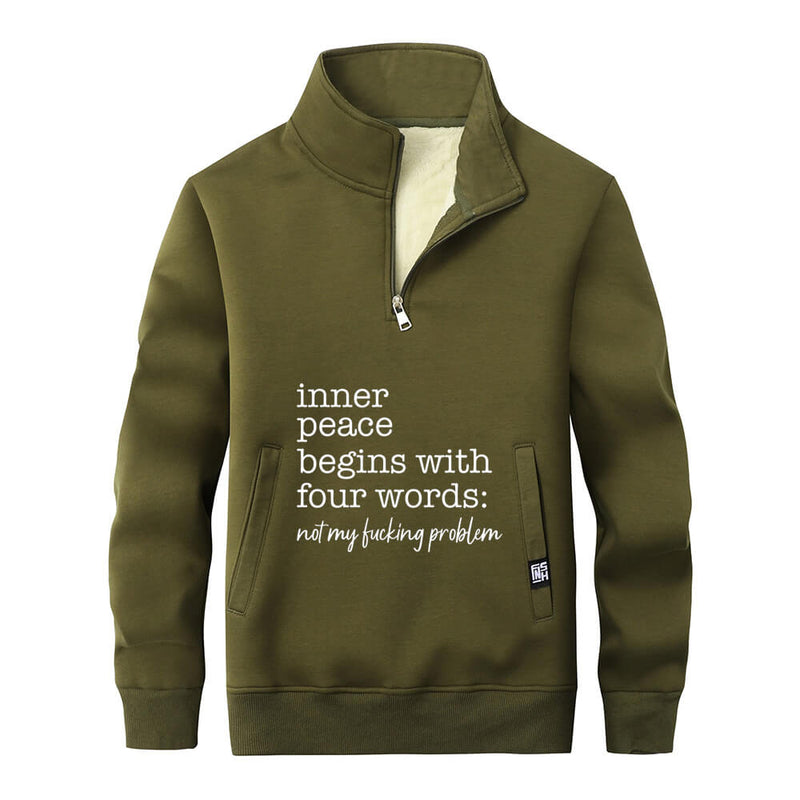 Colorful Inner Peace Begins Stand Collar Zip Sweatshirt