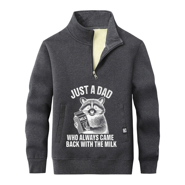 Colorful Just A Dad Stand Collar Zip Sweatshirt | Gthic.com