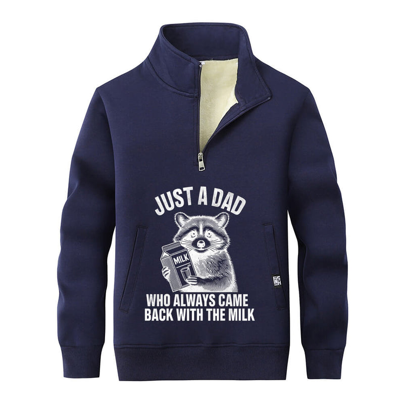 Colorful Just A Dad Stand Collar Zip Sweatshirt | Gthic.com