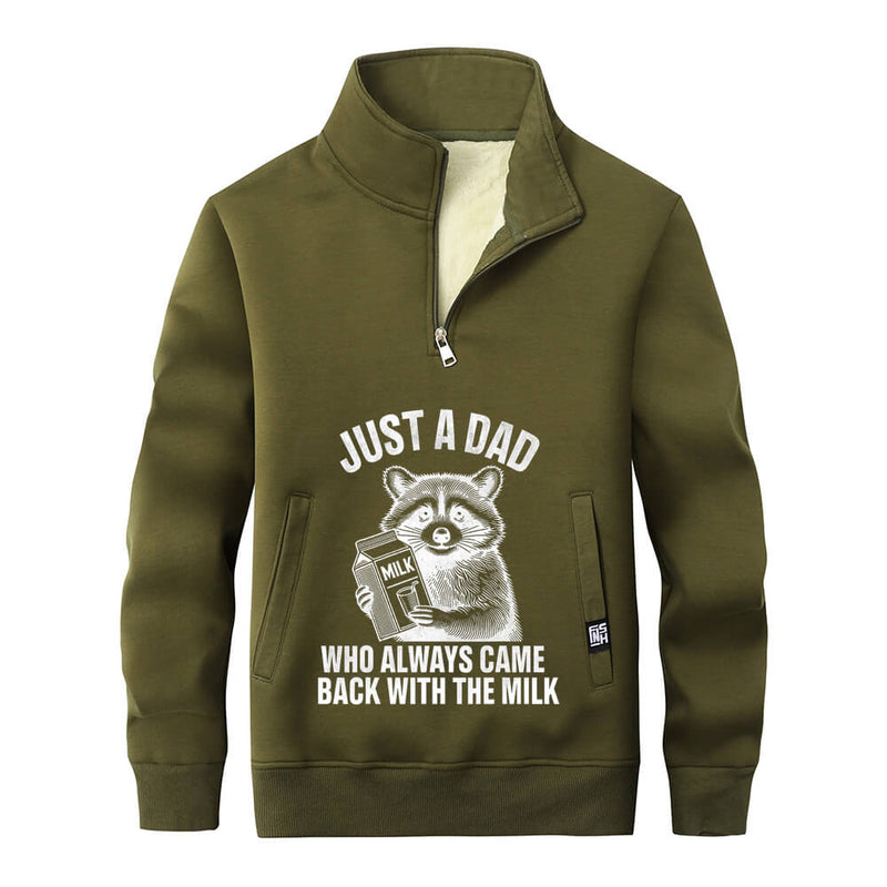 Colorful Just A Dad Stand Collar Zip Sweatshirt | Gthic.com