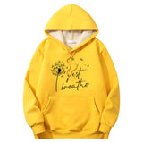 Colorful Just Breathe Dandelion Crew Collar Hoodie