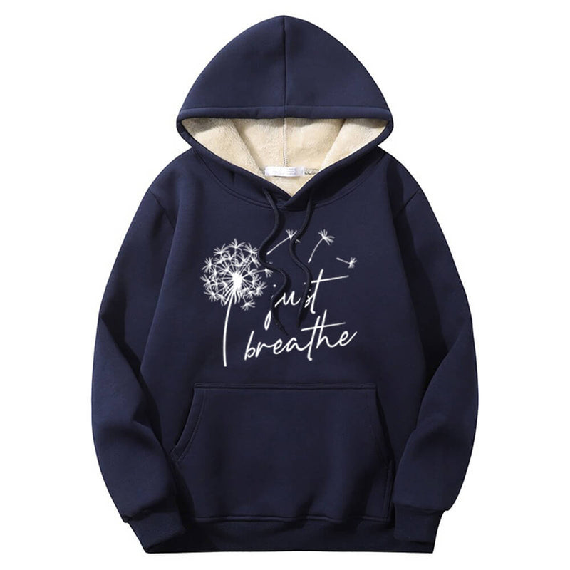 Colorful Just Breathe Dandelion Crew Collar Hoodie