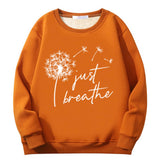 Colorful Just Breathe Dandelion Crew Collar Sweatshirt