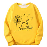 Colorful Just Breathe Dandelion Crew Collar Sweatshirt