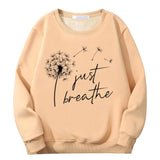 Colorful Just Breathe Dandelion Crew Collar Sweatshirt