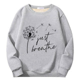 Colorful Just Breathe Dandelion Crew Collar Sweatshirt