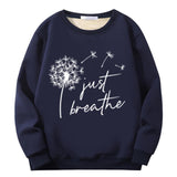 Colorful Just Breathe Dandelion Crew Collar Sweatshirt