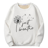 Colorful Just Breathe Dandelion Crew Collar Sweatshirt