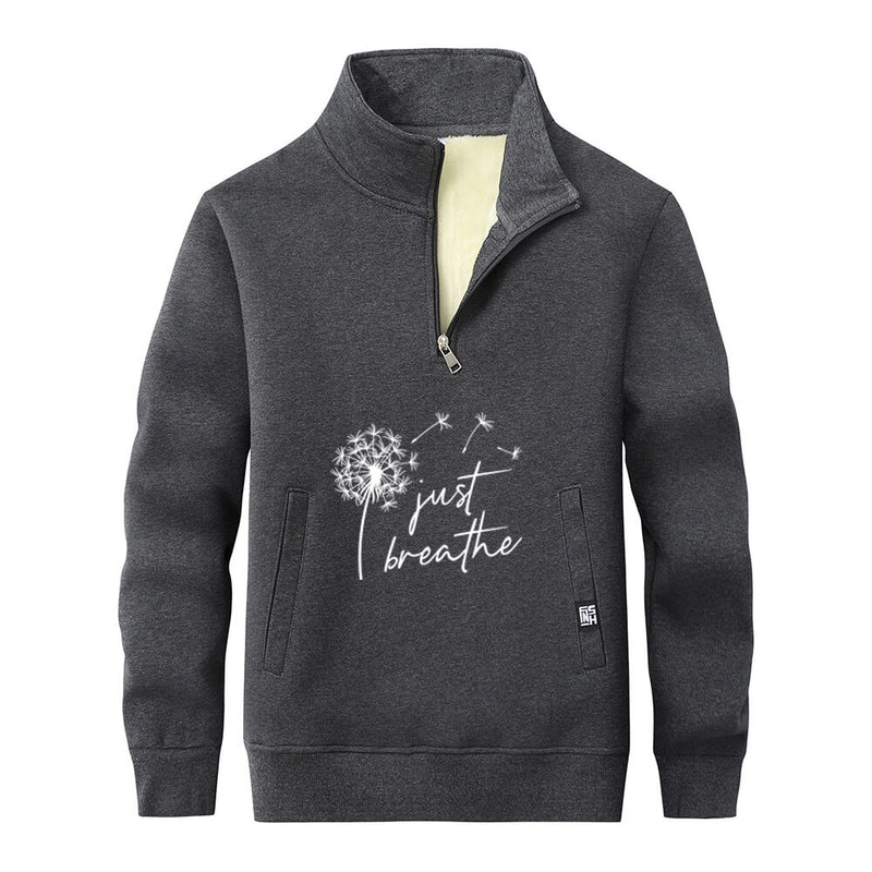 Colorful Just Breathe Dandelion Stand Collar Zip Sweatshirt 02 | Gthic.com