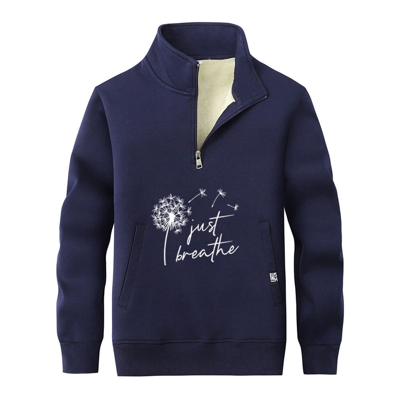 Colorful Just Breathe Dandelion Stand Collar Zip Sweatshirt