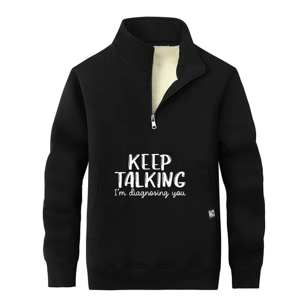 Colorful Keep Talking Stand Collar Zip Sweatshirt 01 | Gthic.com