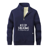 Colorful Keep Talking Stand Collar Zip Sweatshirt