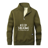 Colorful Keep Talking Stand Collar Zip Sweatshirt