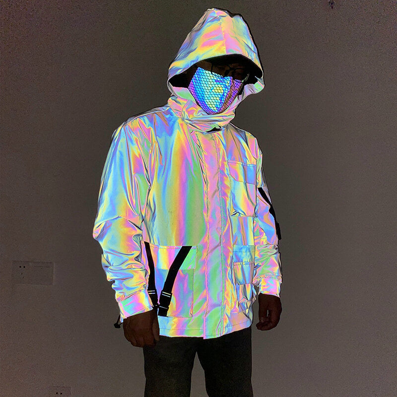 Colorful Multi-Pocket Reflective Techwear Jacket | Gthic.com