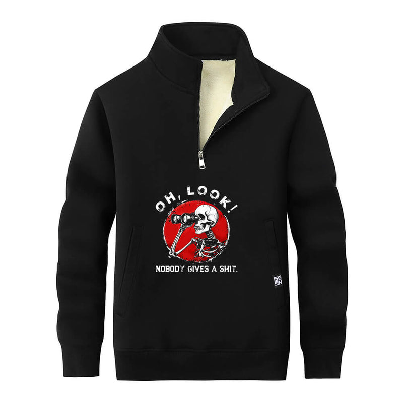 Colorful Oh Look Skeleton Stand Collar Zip Sweatshirt